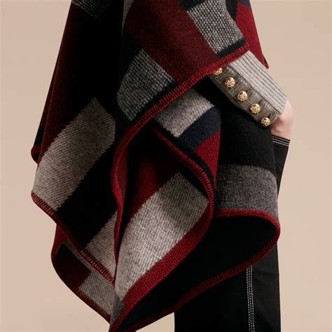 burberry burberry vintage check cashmere & wool-blend poncho|Burberry Check cashmere scarf sale.